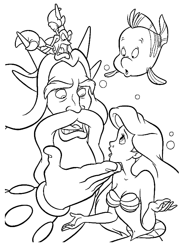 El rey Tritón y Ariel de La Sirenita