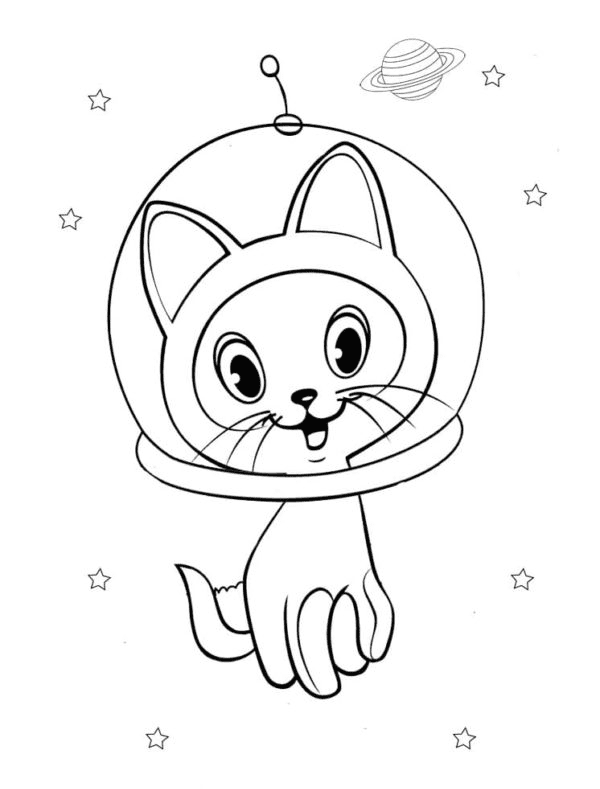 Kätzchen-Astronaut vom Planeten