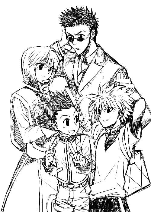 Kurapika, Leorio, Killua and Gon Coloring Page