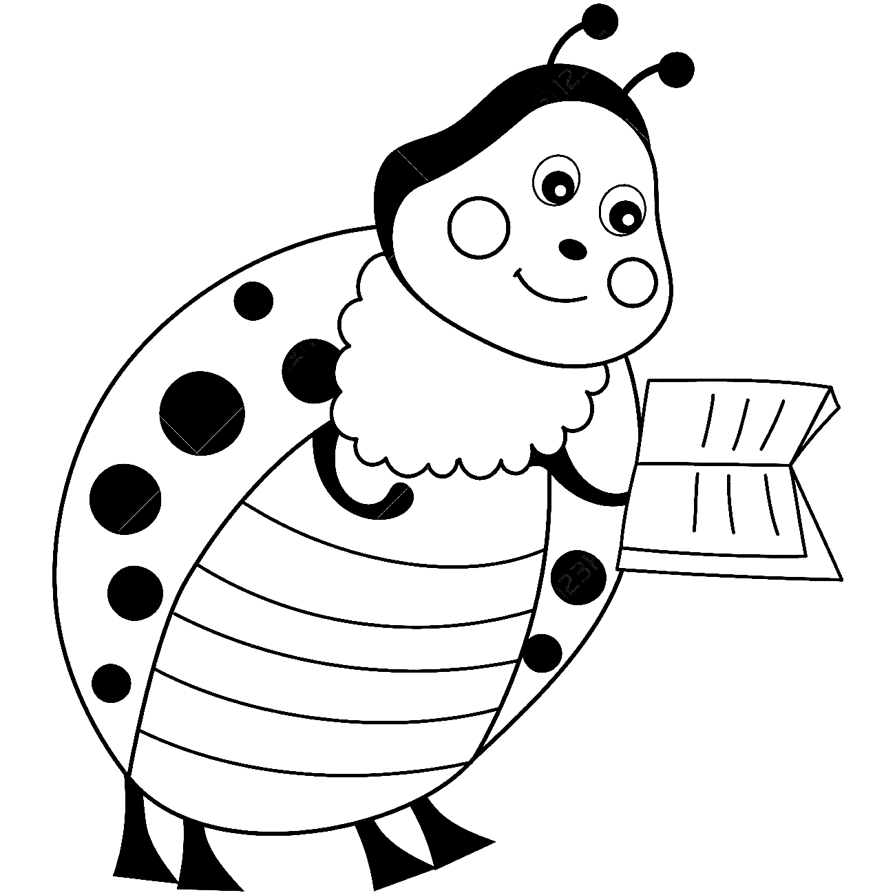 Marienkäfer mit Buch von Bugs