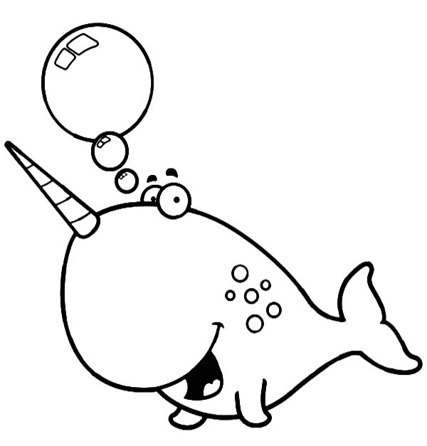 Laughing Narwhal Coloring Page