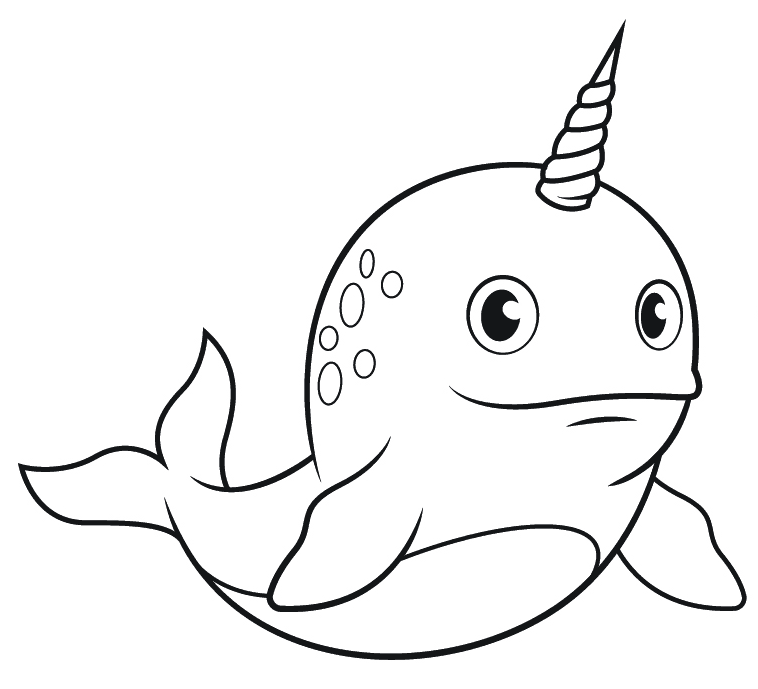 Little Narwhal Coloring Page