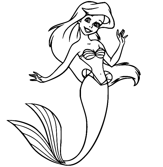 Pagina da colorare adorabile della principessa Ariel
