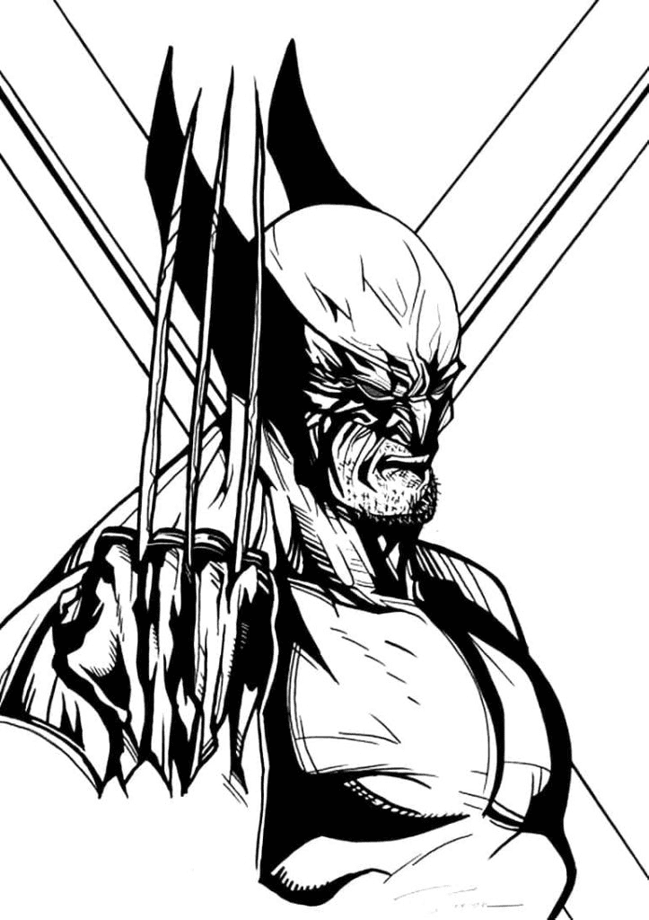Desenho de super-herói da Marvel com garras longas para colorir