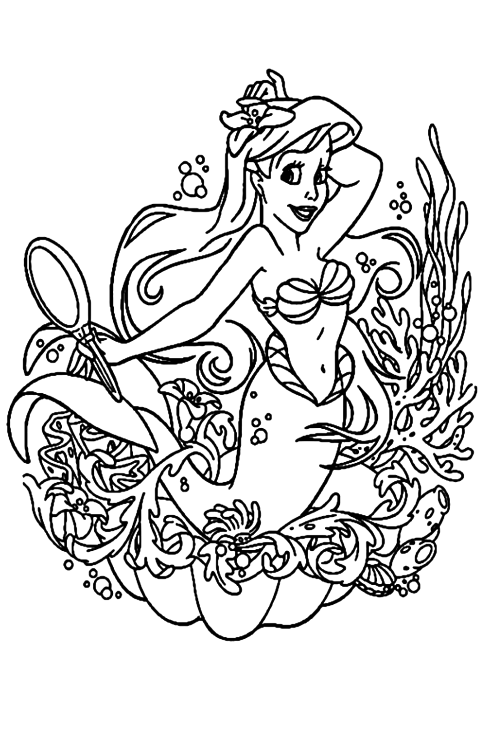 Mermaid Ariel Princess Coloring Pages
