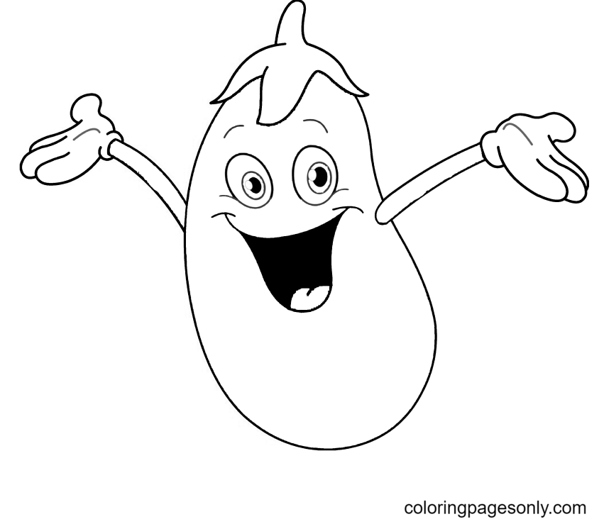 Merry Eggplant Coloring Page