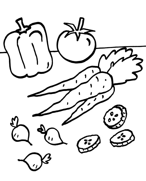 Mix of Vegetables Coloring Page