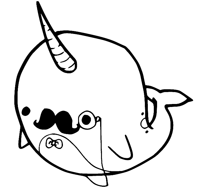 Mr Narwhal with Mustaches Coloring Page
