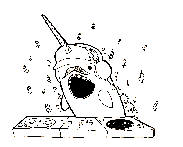 Narwhal Disk Jockey Coloring Pages