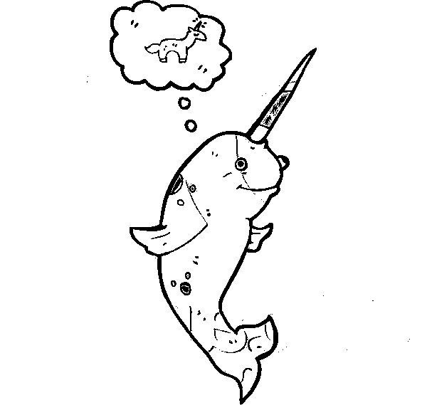 Narwhal Dreaming Coloring Page