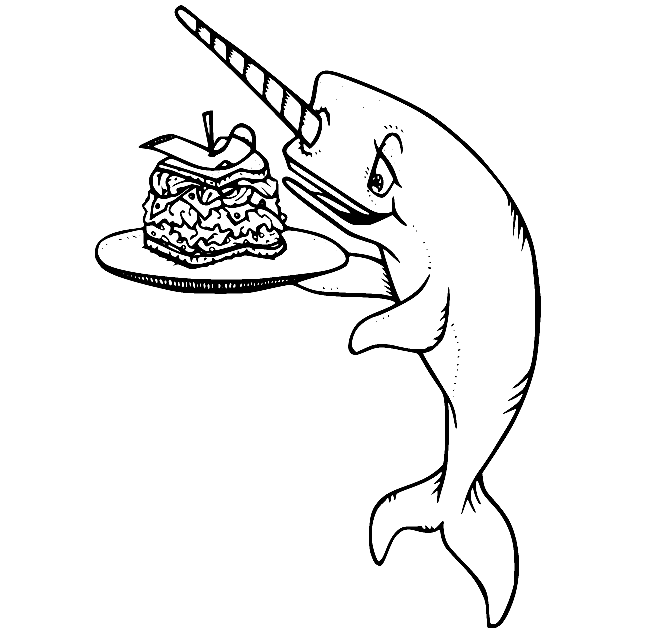 独角鲸拿着独角鲸的蛋糕