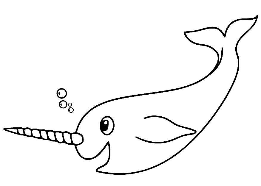 Narwhal and Bubbles Coloring Page