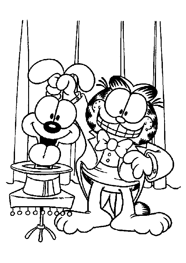 Odie and Garfield Coloring Page