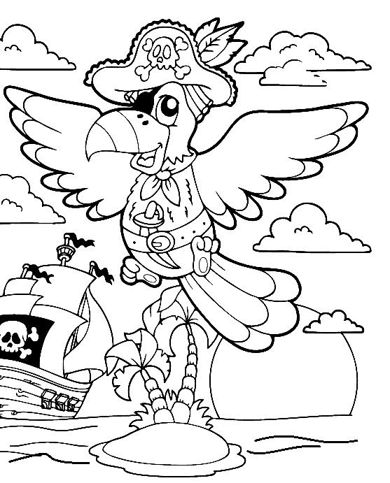 Papagaio pirata para imprimir página para colorir