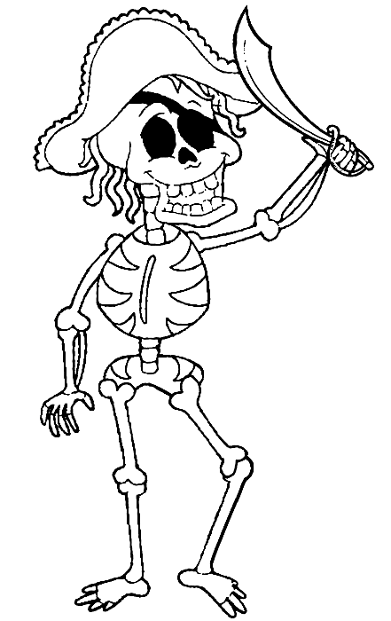 Раскраска Скелет пирата