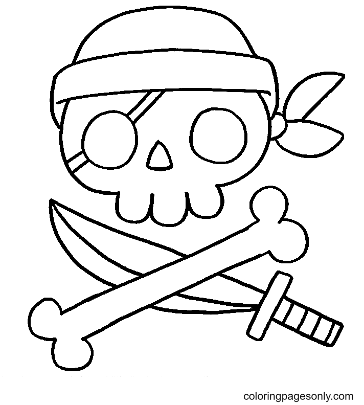 Crânio de Pirata para Colorir
