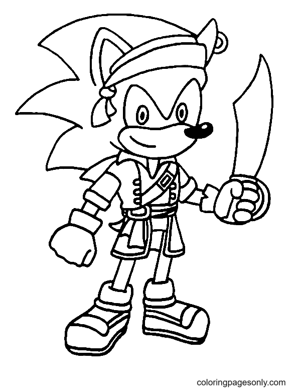 Pirate Sonic Coloring Page