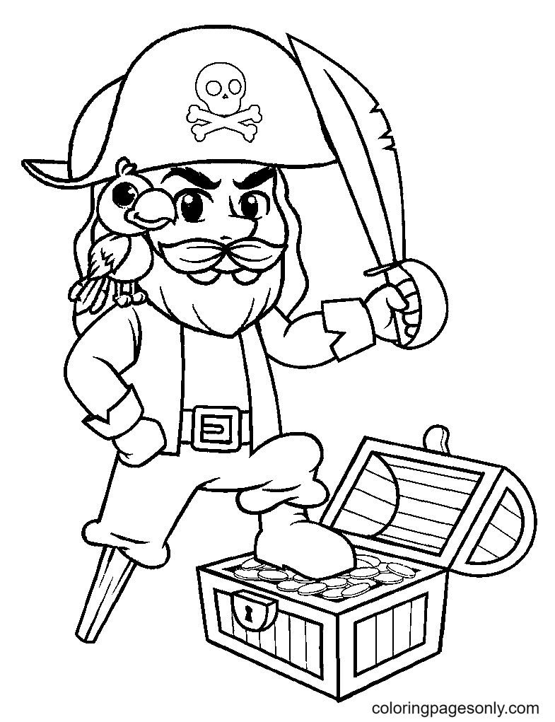 Pirate avec un coffre au trésor de Pirate