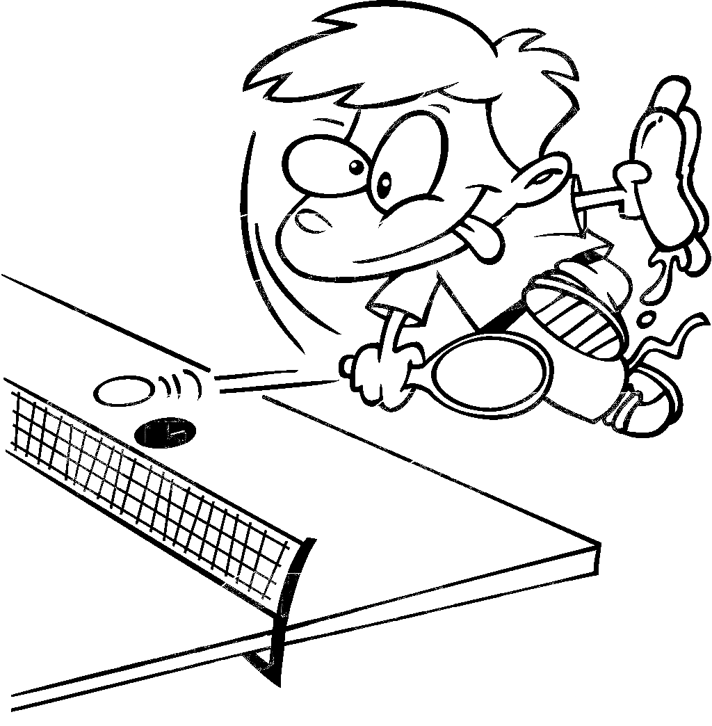 Página para colorir jogar tênis de mesa