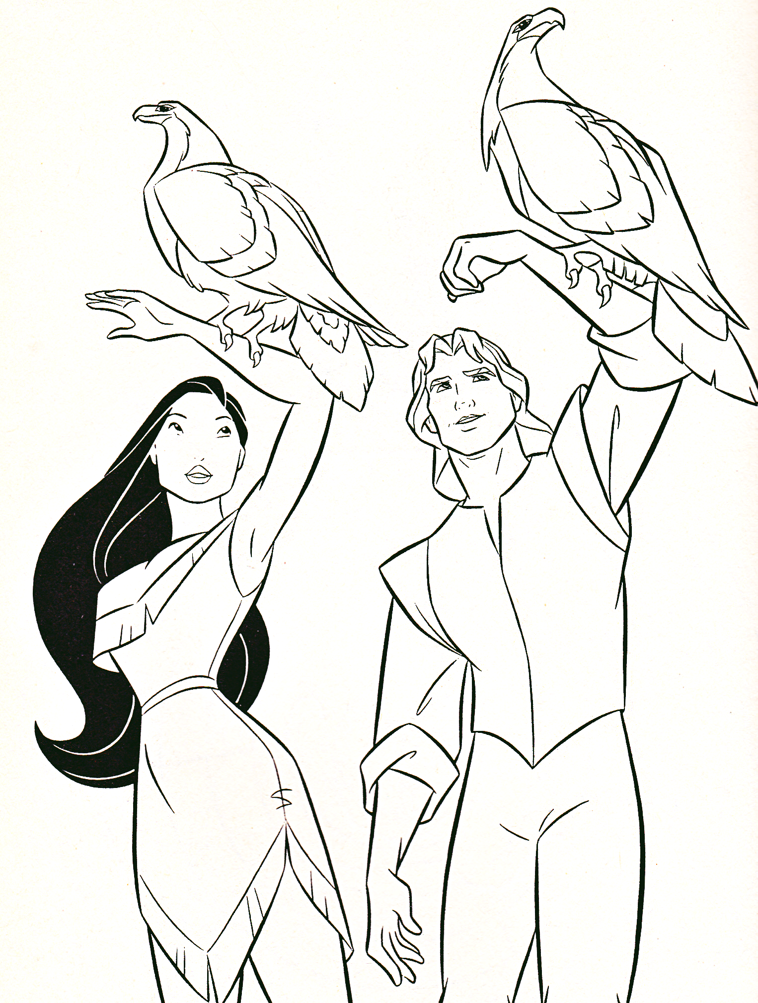 Coloriage Pocahontas et John Smith