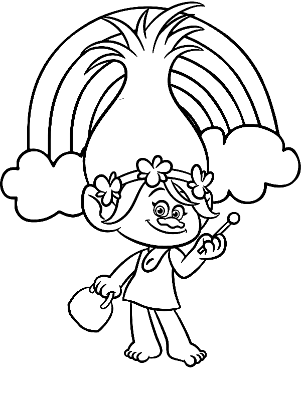 Poppy and Rainbow Coloring Pages