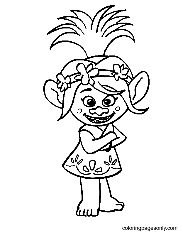 Poppy from Troll Movie Coloring Page