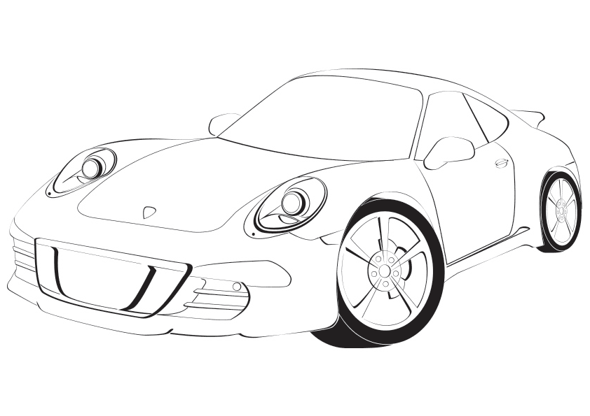 Porsche sportwagen kleurplaat