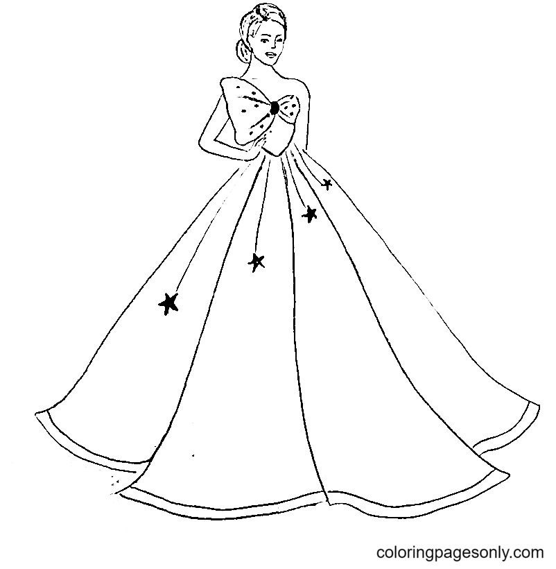 Pretty Dress to Print Coloring Page