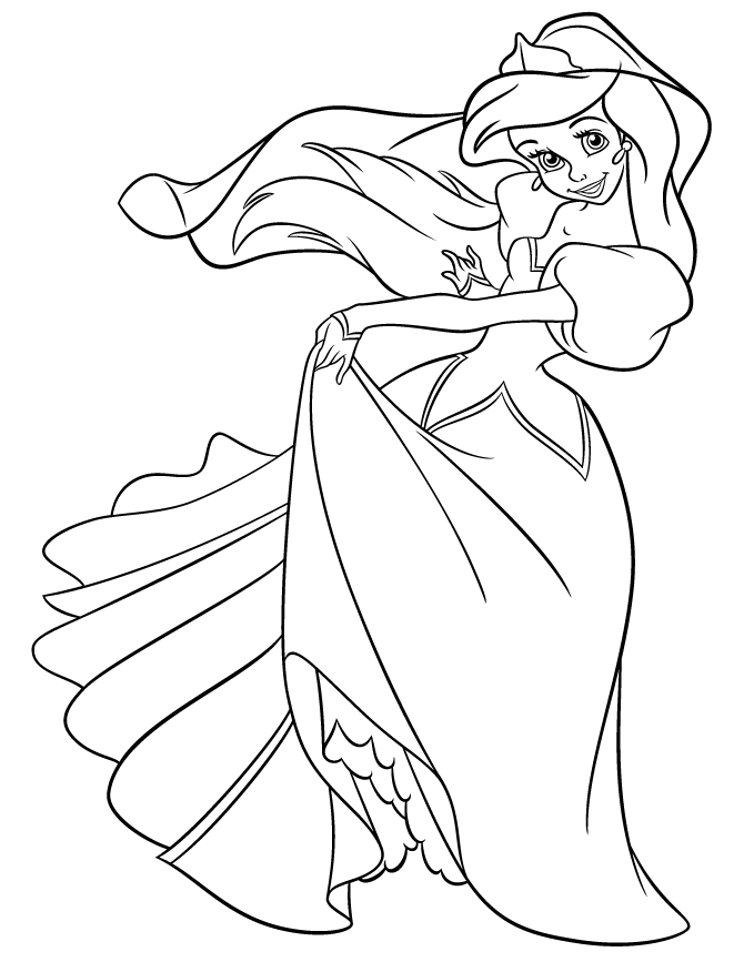 Princess Ariel Dancing Coloring Page