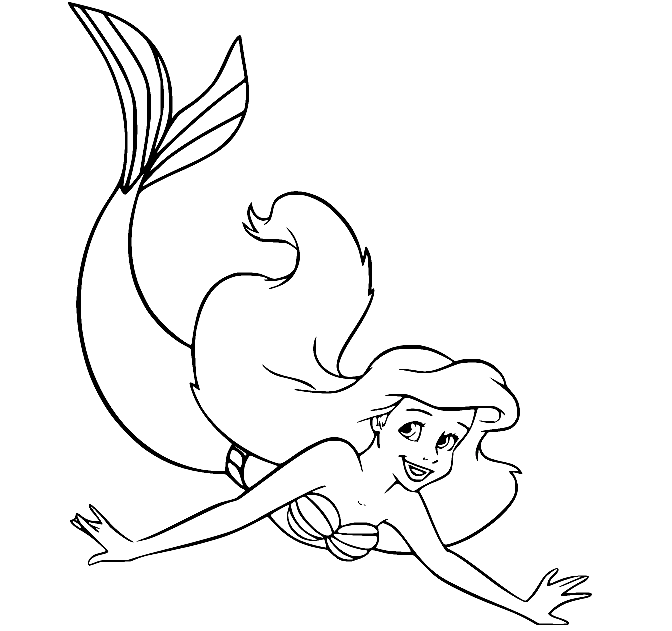 Princess Ariel Swimming Coloring Page
