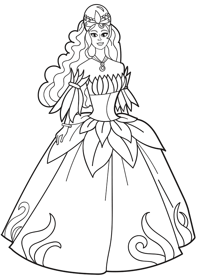 Princess Dress Free Coloring Pages