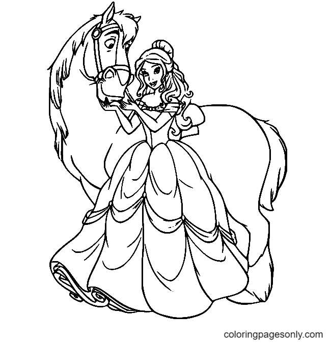 Princesa Elena y su caballo para colorear