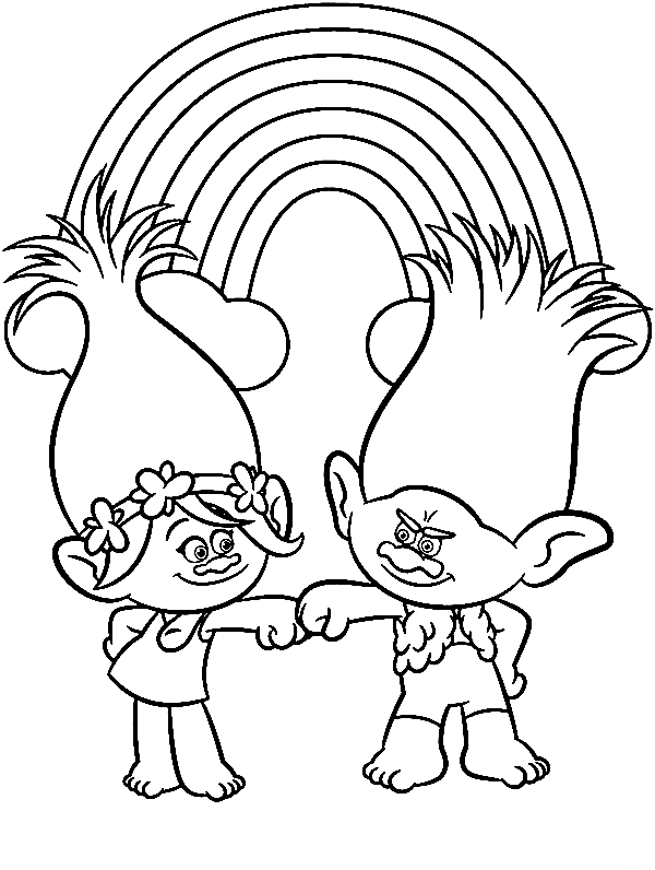 Princess Poppy and Branch Coloring Pages
