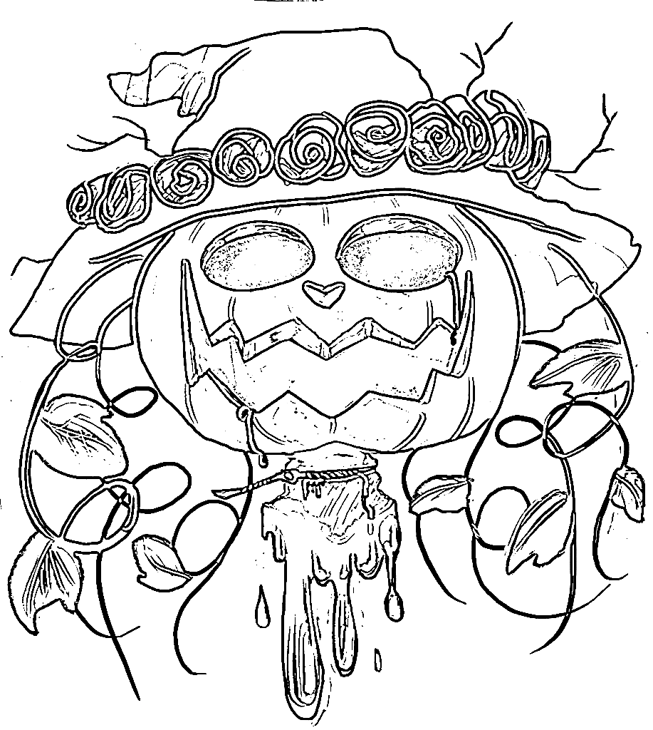 Pumpkin in a Hat Coloring Page
