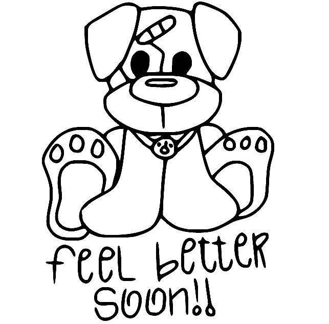 Puppy Wishes Feel Better Soon Coloring Page Free Printable Coloring Pages