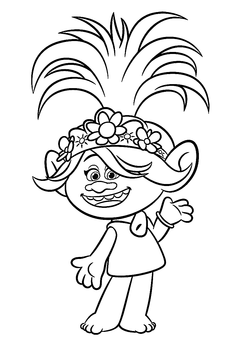 Queen Poppy Coloring Page