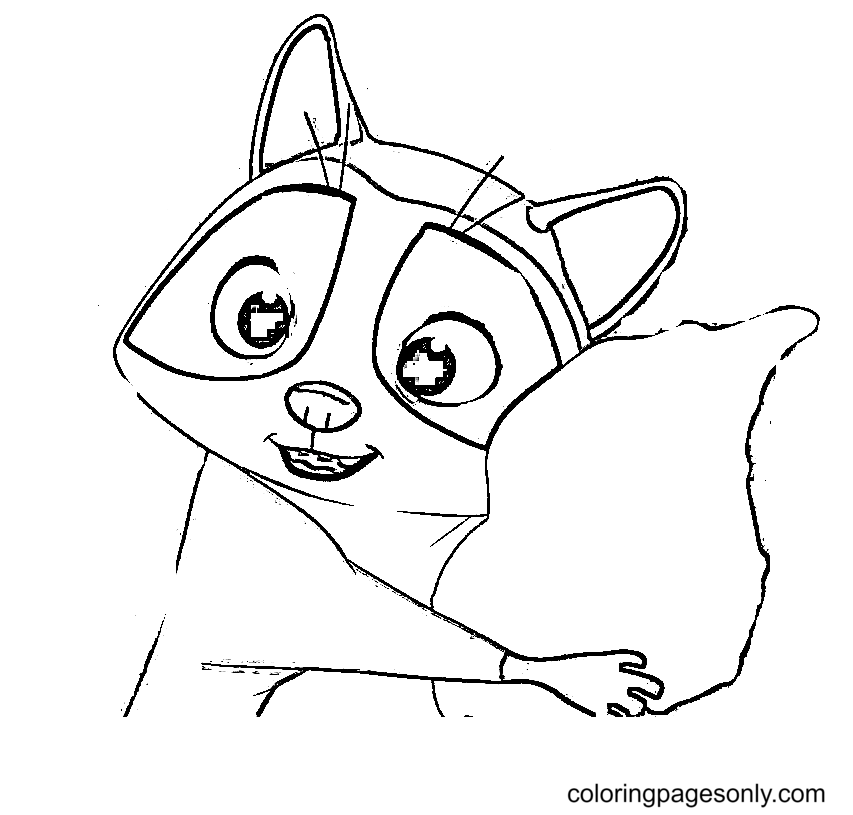Raccoon Hug Seashell Coloring Page