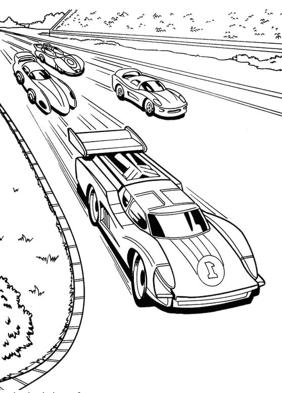 Race Cars Coloring Page