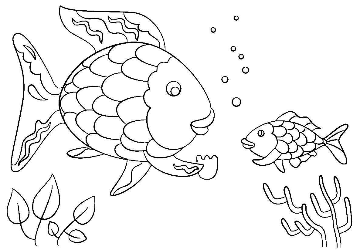 Rainbow Fish Gives a Precious Scale to Small Fish Coloring Page