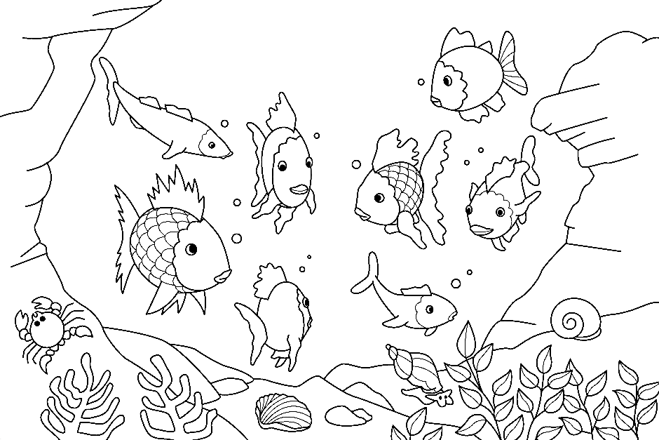 Rainbow Fish and Friends Coloring Page