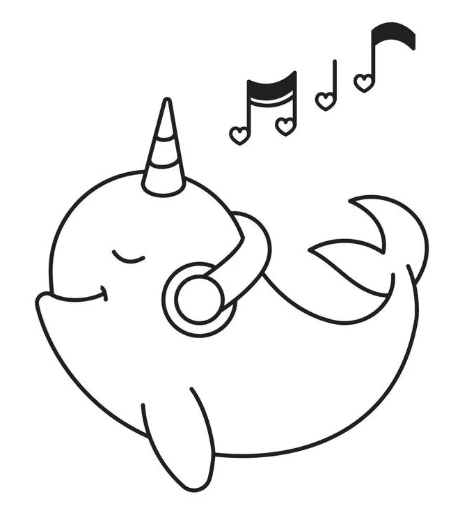 Relax Narwhal Coloring Page