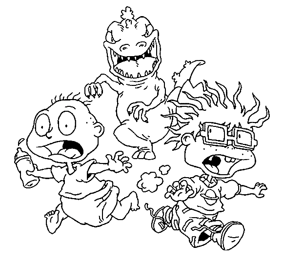 Reptar, Tommy And Chuckie Coloring Page