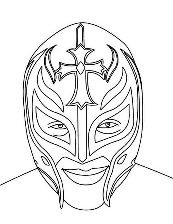 Página para colorir de máscara de Rey Mysterio para colorir
