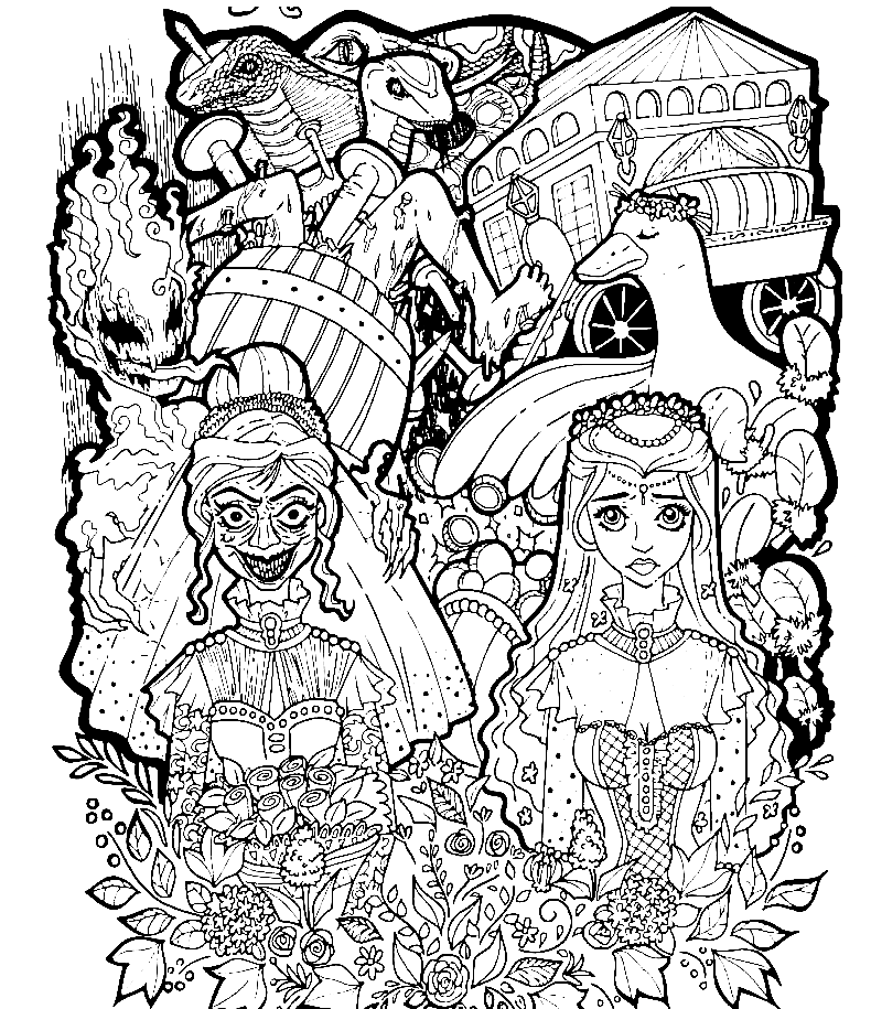 Scary Girls Coloring Page