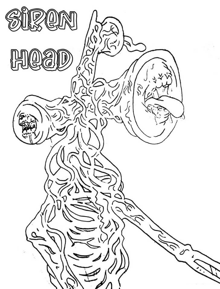 Раскраска Страшная голова сирены для печати