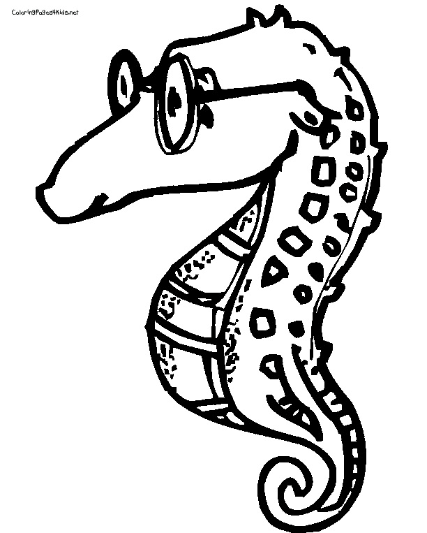 Sea Horse in Glasses Coloring Page