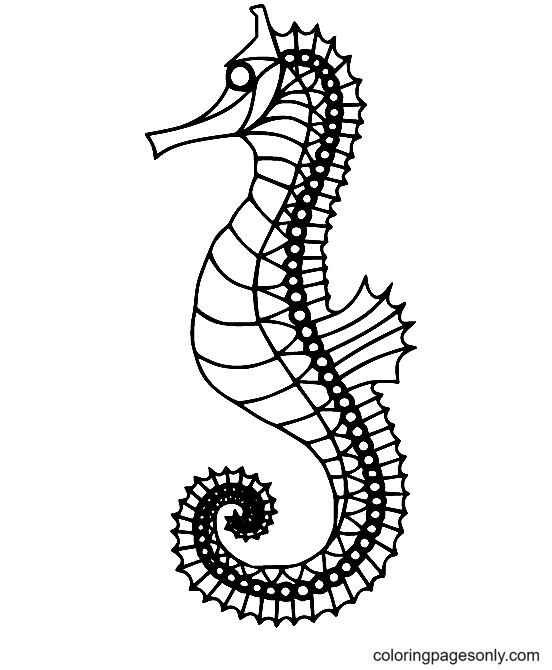 Seahorse Geometric Coloring Pages
