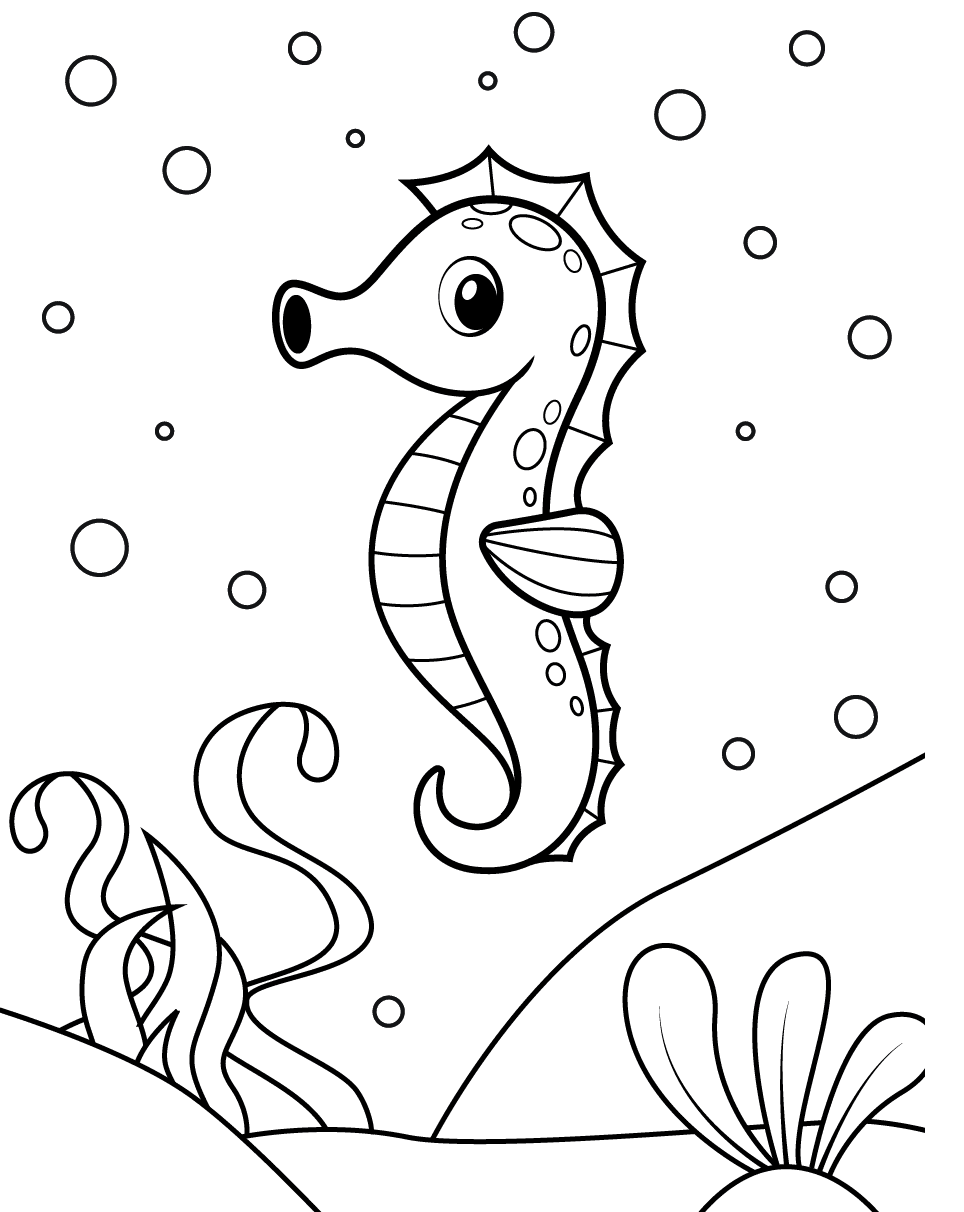 Seahorse for Kids Coloring Page