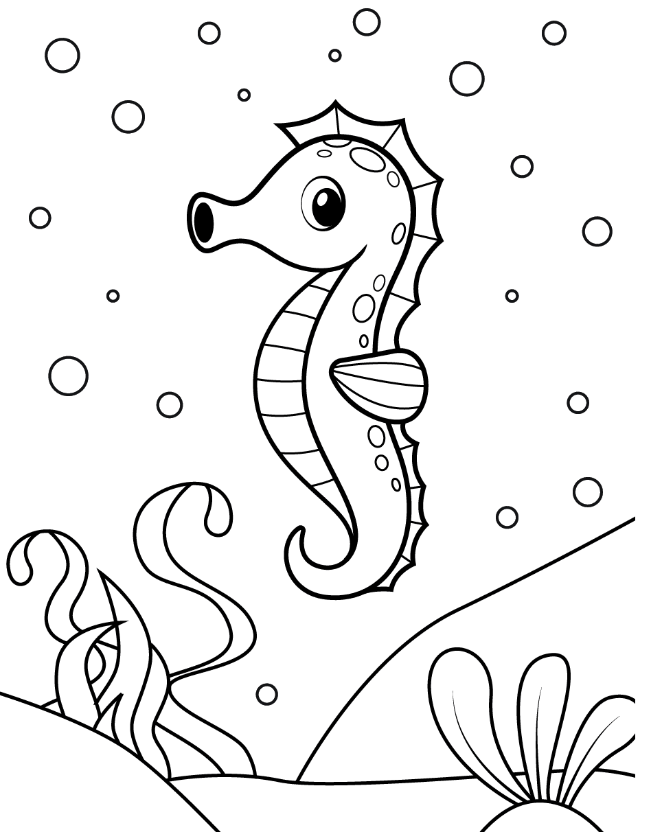 Desenho De Cavalo Marinho Para Colorir Isolado Crianças Silhueta