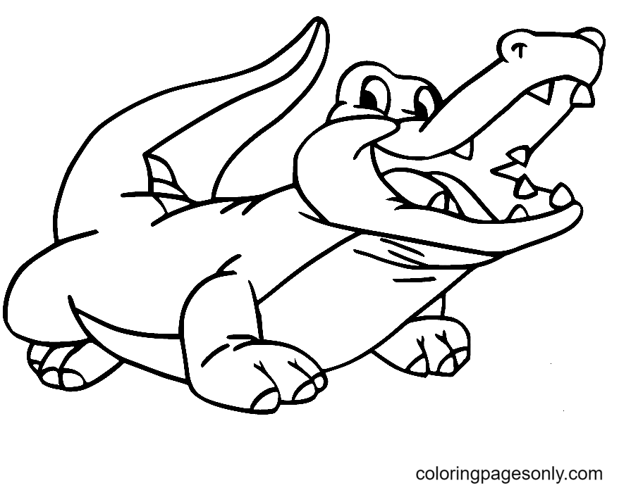 Simple Cute Alligator Coloring Pages
